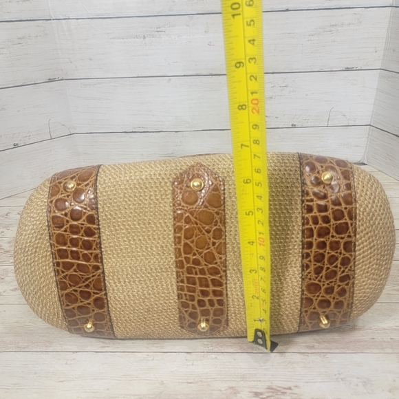 Eric Javits woven straw  and croc embossed handbag - Picture 6 of 15